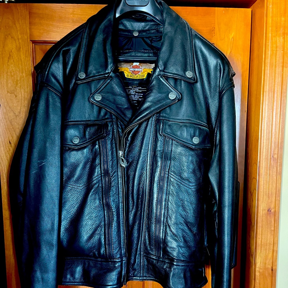 Men’s Harley-Davidson Leather Bomber Riding Jacket. Black XXL. Fits like XL